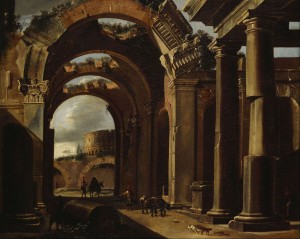 Classical Ruins with the Colosseum